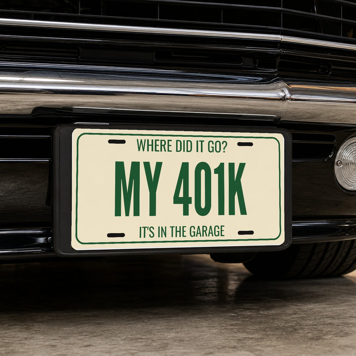 Where Did It Go? My 401K Car Guy License Plate Sign - 12 x 6 in aluminum vanity plate