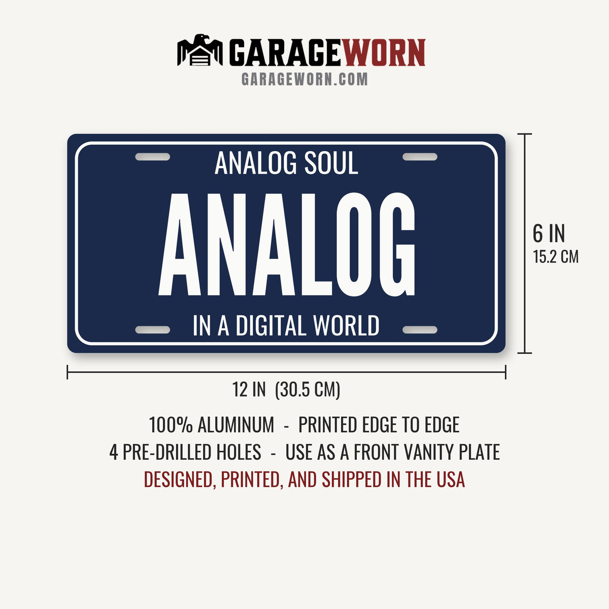 Analog Soul Analog Car Guy License Plate Sign - 12 x 6 in aluminum vanity plate