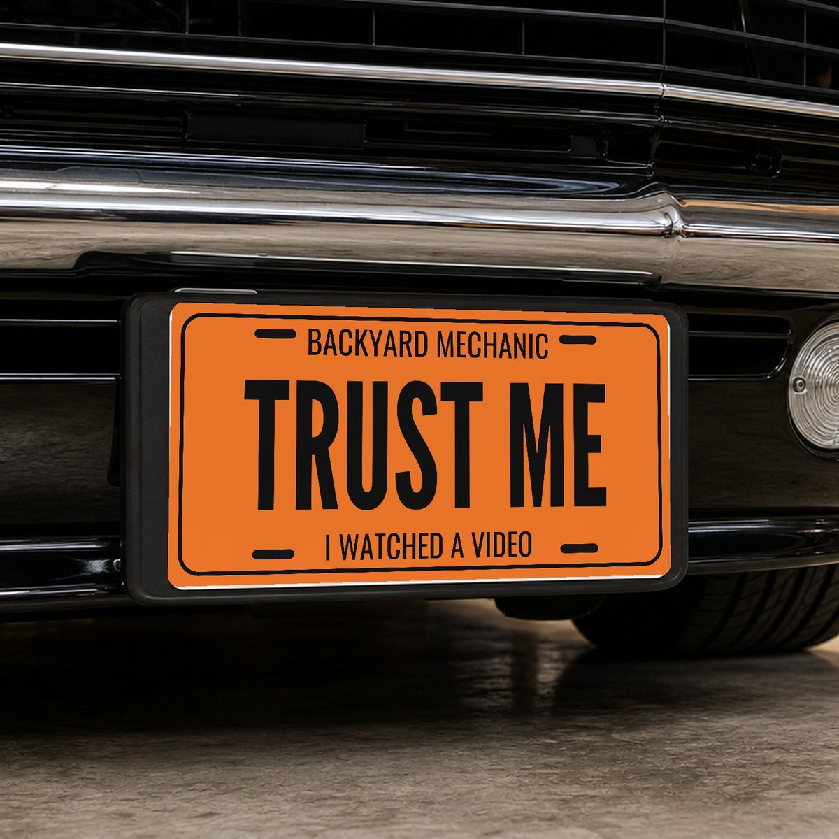 Backyard Mechanic Trust Me Car Guy License Plate Sign - 12 x 6 in aluminum vanity plate