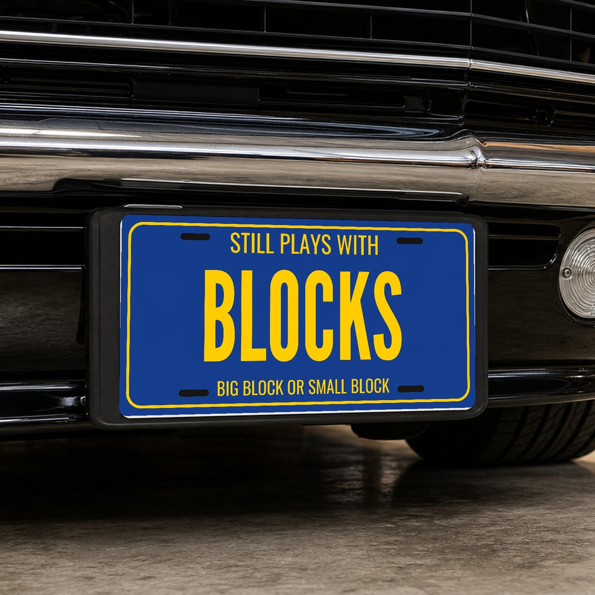 Still Plays With Blocks Car Guy License Plate Sign - 12 x 6 in aluminum vanity plate