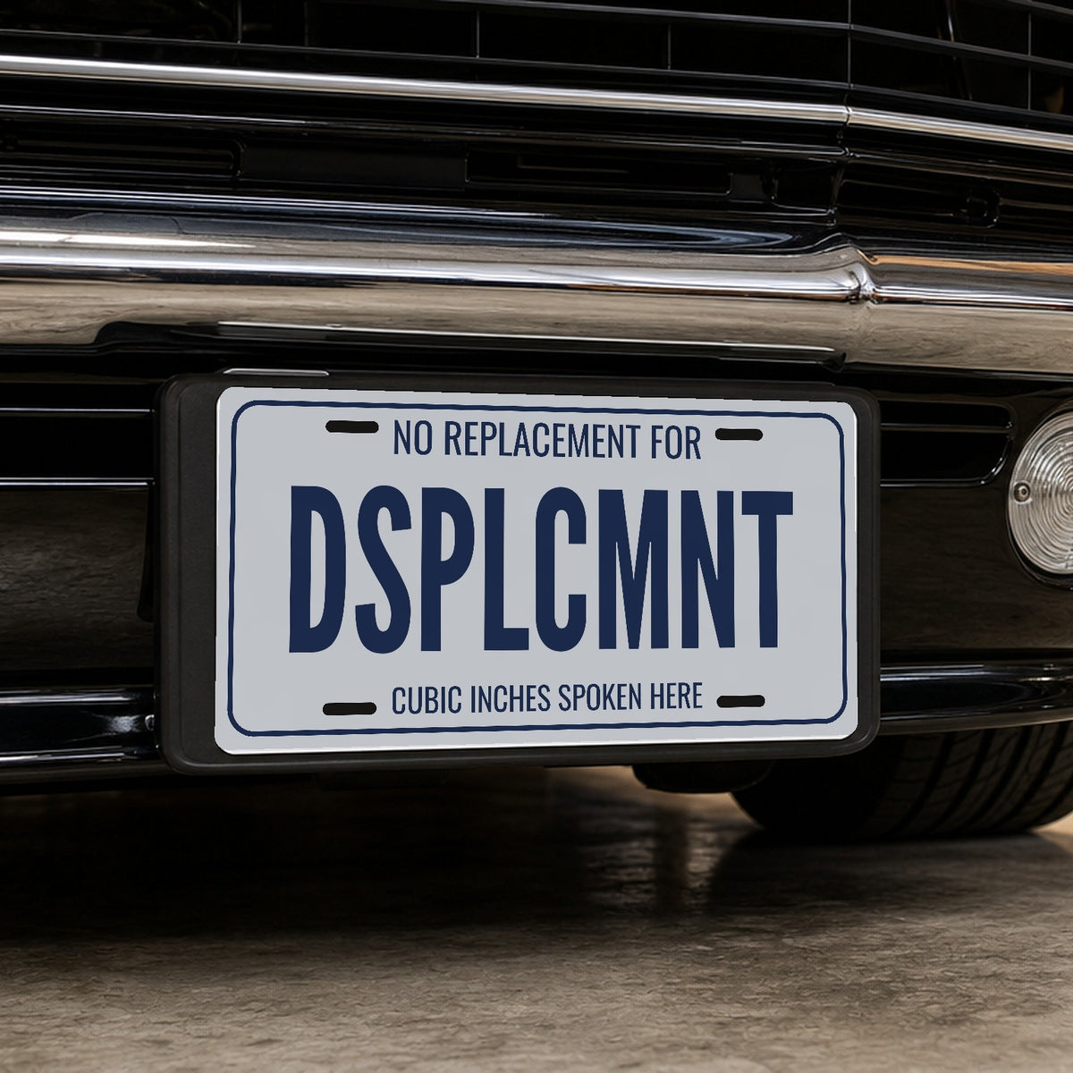No Replacement For Displacement Car Guy License Plate Sign - 12 x 6 in aluminum vanity plate