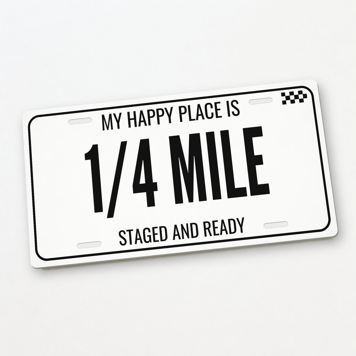 My Happy Place Is 1/4 Mile Car Guy License Plate Sign - 12 x 6 in aluminum vanity plate