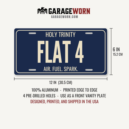 Holy Trinity Flat 4 Air-Cooled License Plate Sign - 12 x 6 in aluminum vanity plate