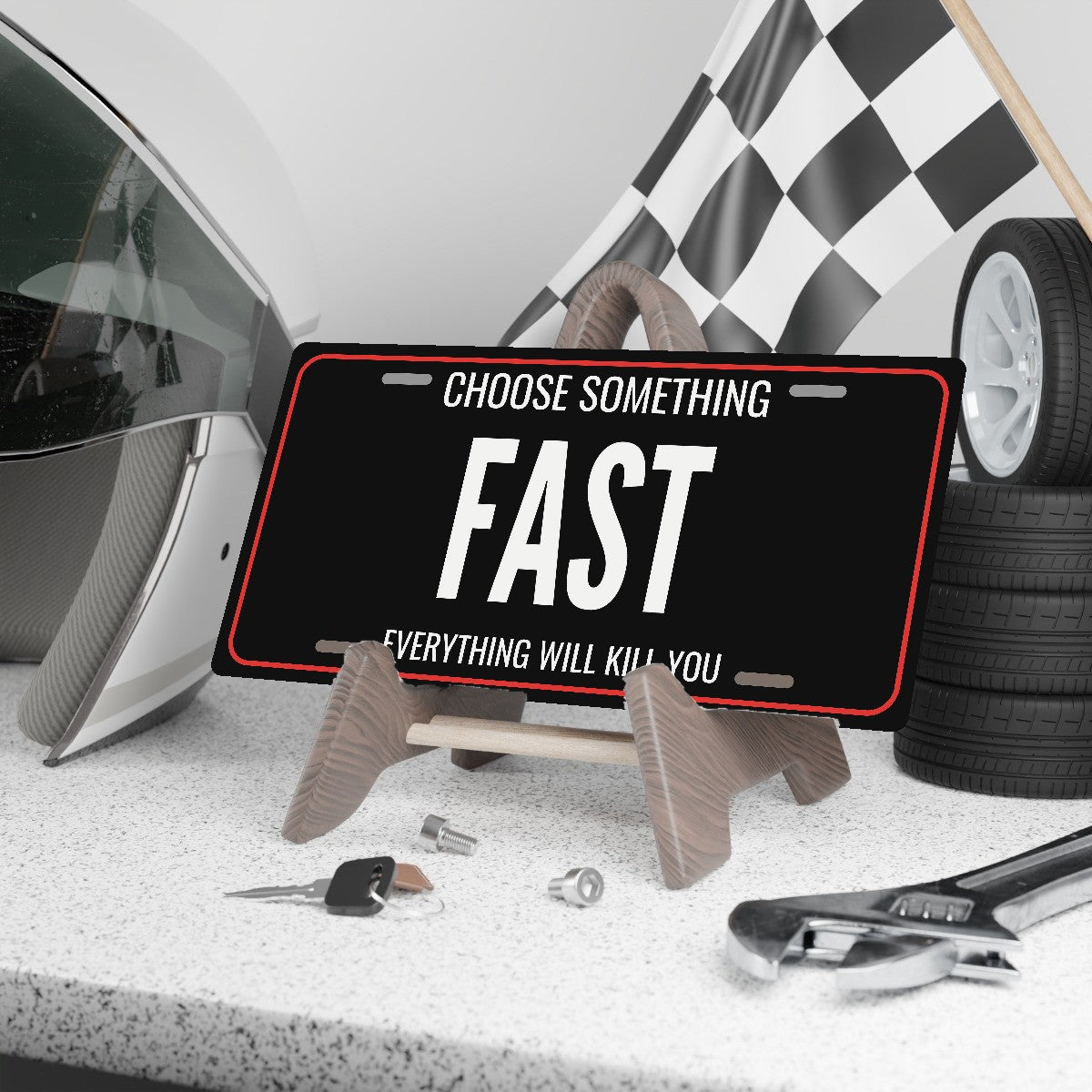 Choose Something Fast Motorcycle License Plate Sign - 12 x 6 in aluminum vanity plate