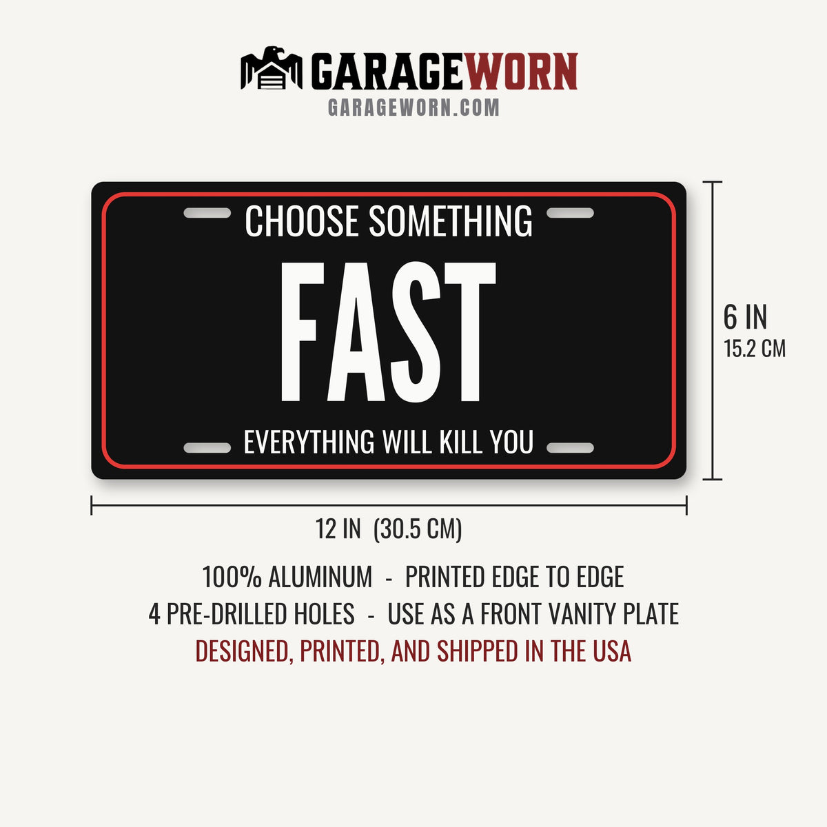 Choose Something Fast Motorcycle License Plate Sign - 12 x 6 in aluminum vanity plate