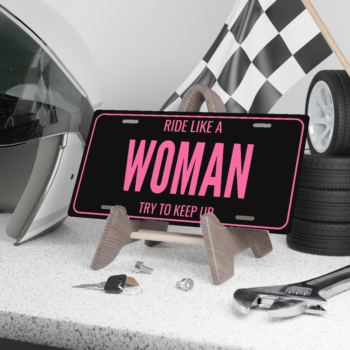 Ride Like A Woman Motorcycle License Plate Sign - 12 x 6 in aluminum vanity plate