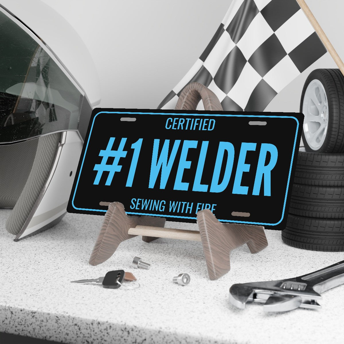 Certified #1 Welder License Plate Sign - 12 x 6 in aluminum vanity plate