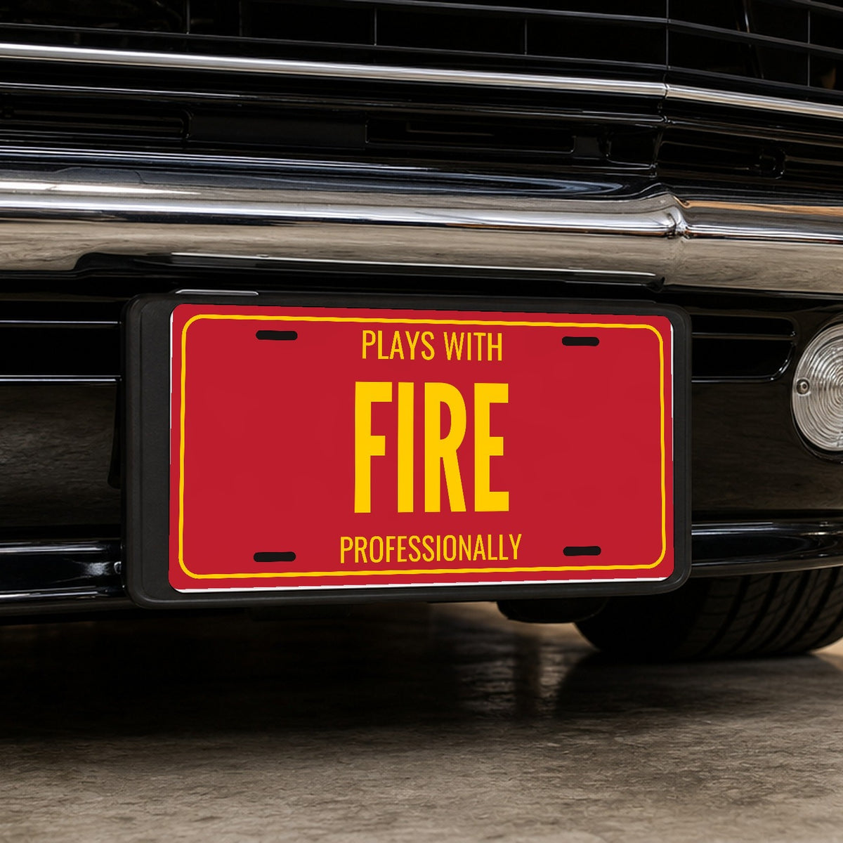 Plays With Fire Welder License Plate Sign - 12 x 6 in aluminum vanity plate