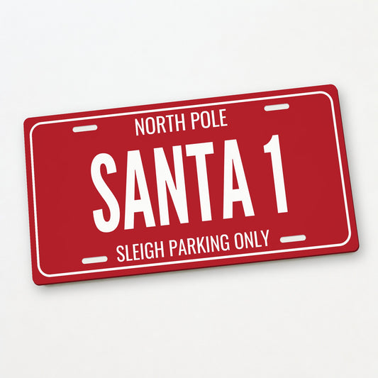 North Pole Santa 1 Christmas License Plate - 12 x 6 in aluminum license plate