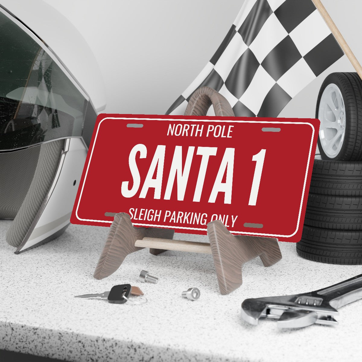 North Pole Santa 1 Christmas License Plate - 12 x 6 in aluminum license plate