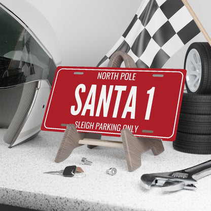 North Pole Santa 1 Christmas License Plate - 12 x 6 in aluminum license plate