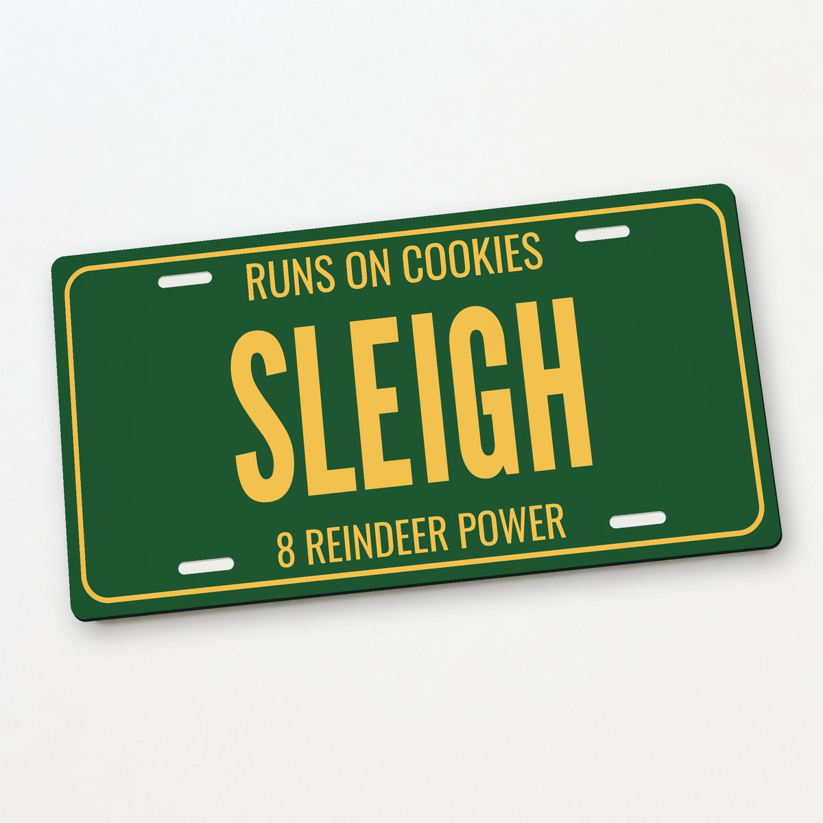 Runs On Cookies Sleigh Christmas License Plate - 12 x 6 in aluminum license plate