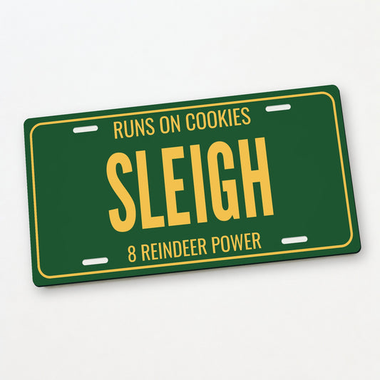 Runs On Cookies Sleigh Christmas License Plate - 12 x 6 in aluminum license plate