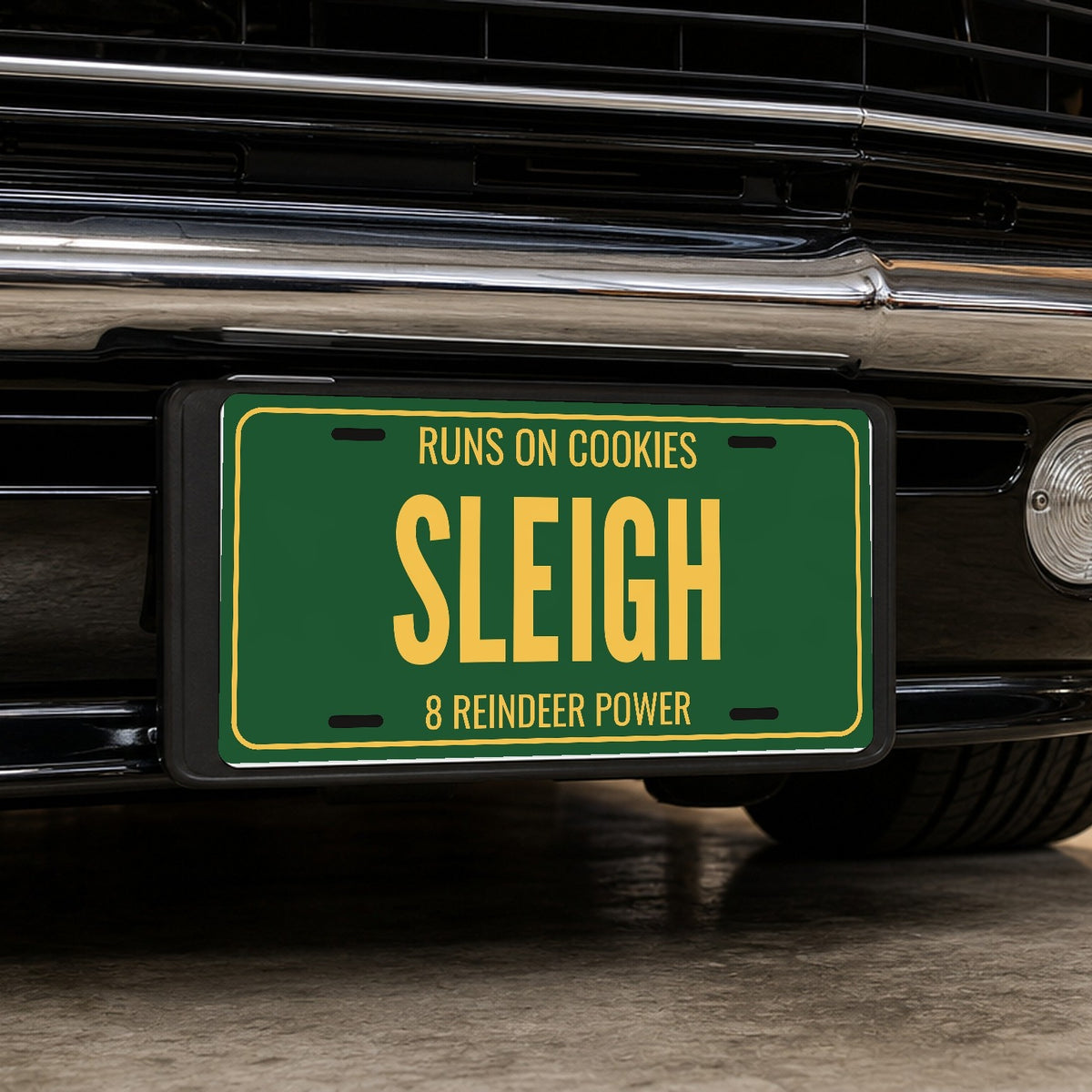 Runs On Cookies Sleigh Christmas License Plate - 12 x 6 in aluminum license plate