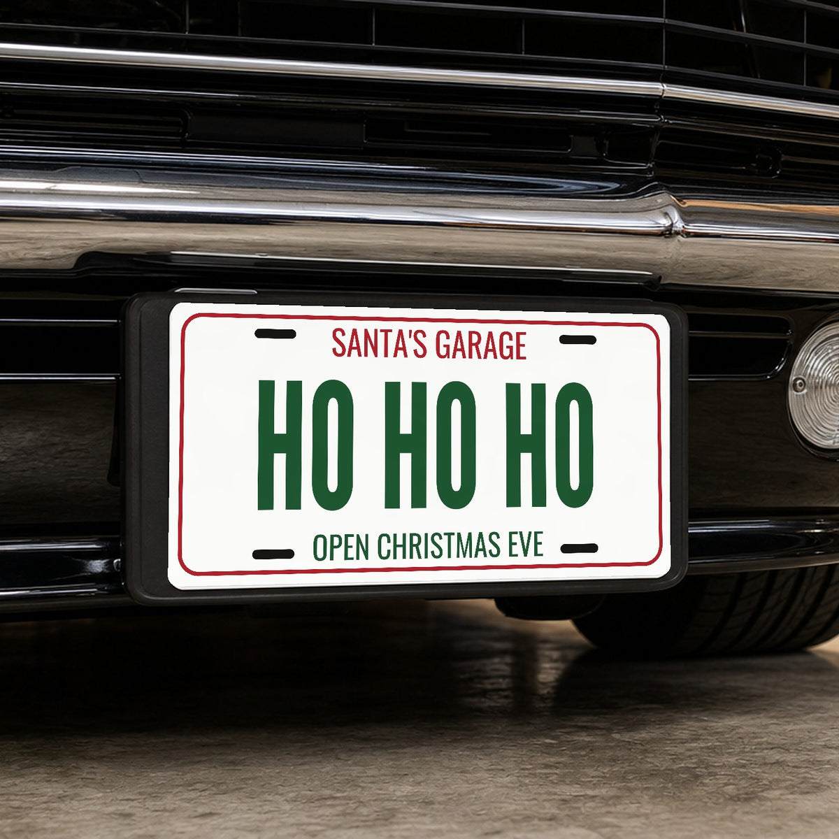 Santa's Garage Ho Ho Ho Christmas License Plate - 12 x 6 in aluminum license plate