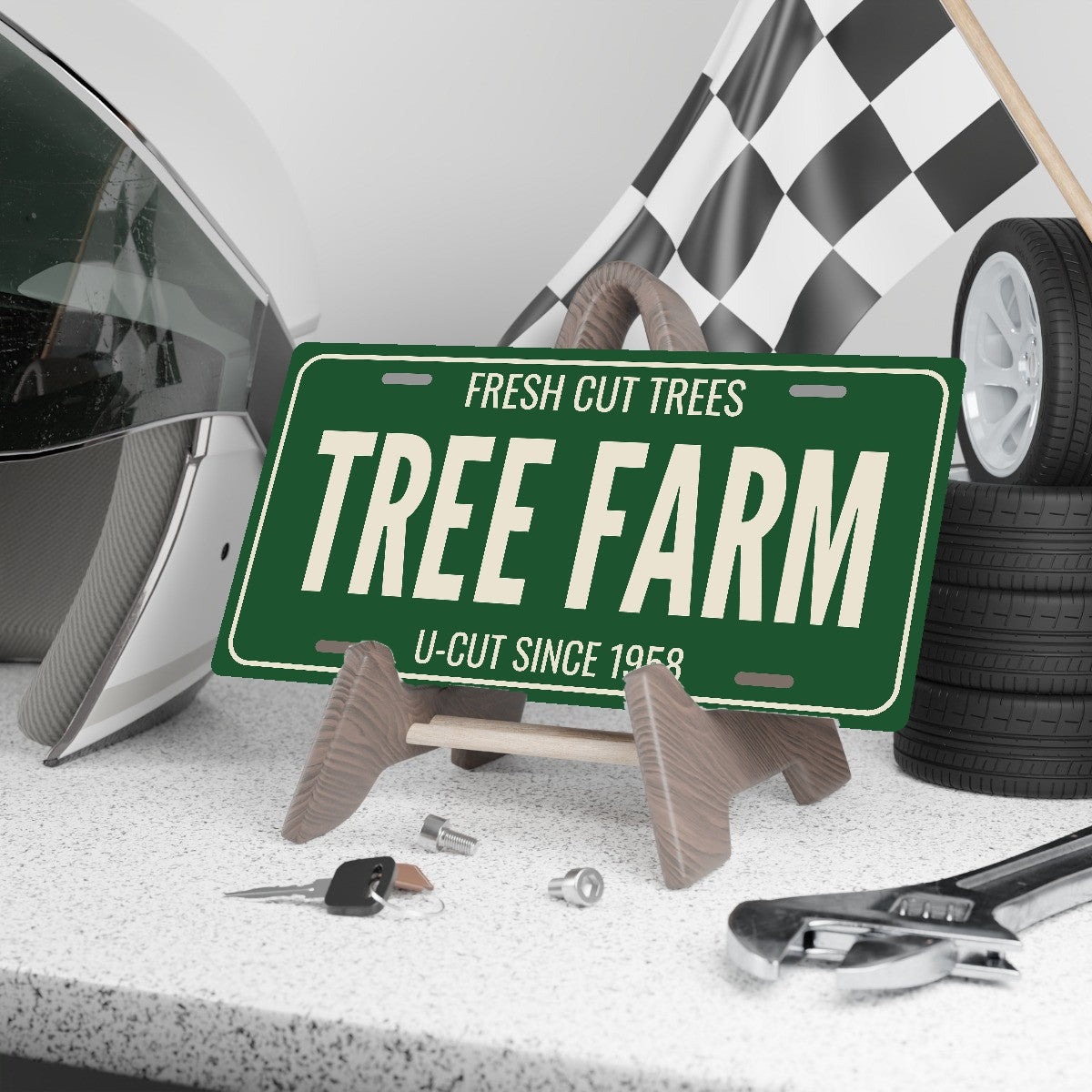 Fresh Cut Trees Tree Farm Christmas License Plate - 12 x 6 in aluminum license plate