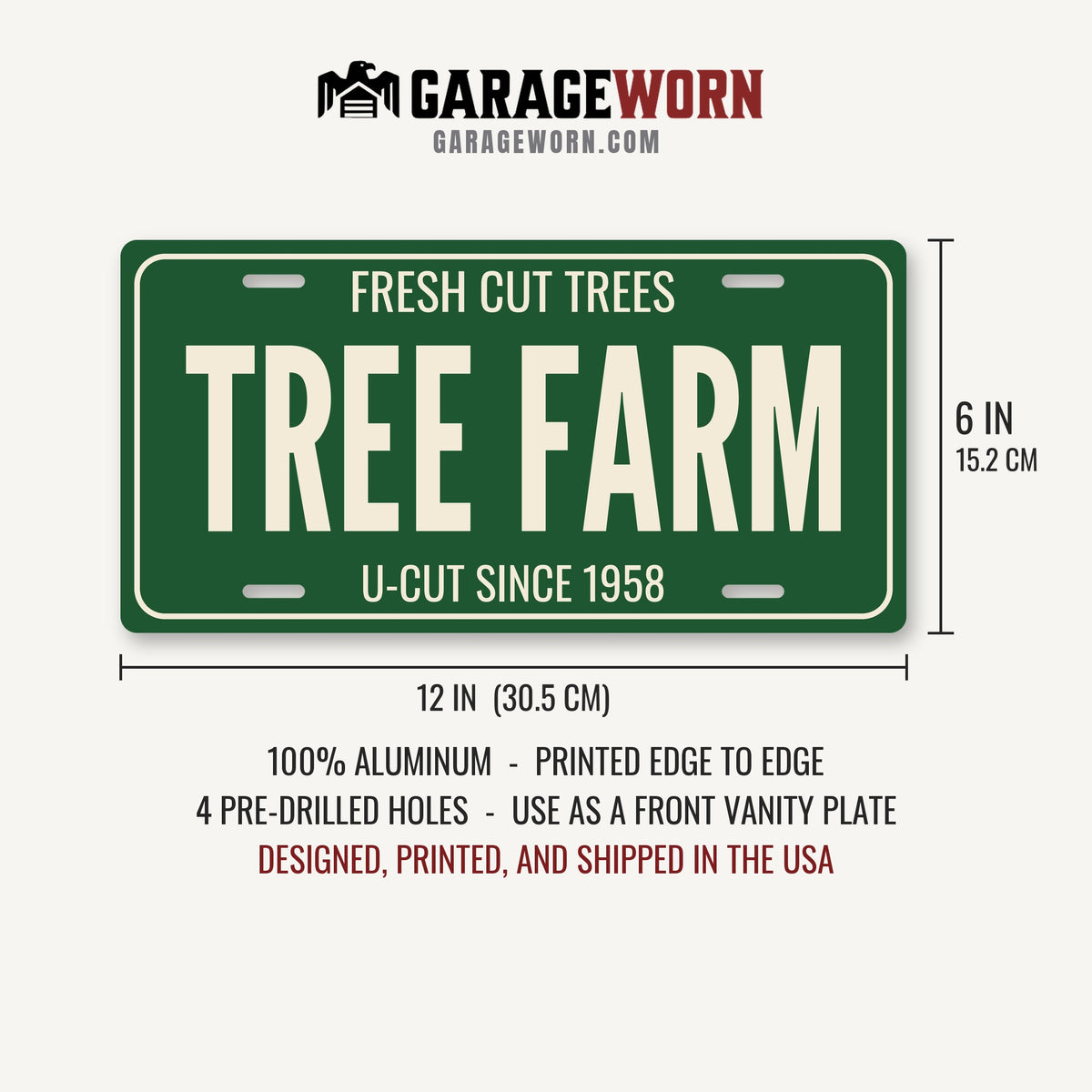 Fresh Cut Trees Tree Farm Christmas License Plate - 12 x 6 in aluminum license plate