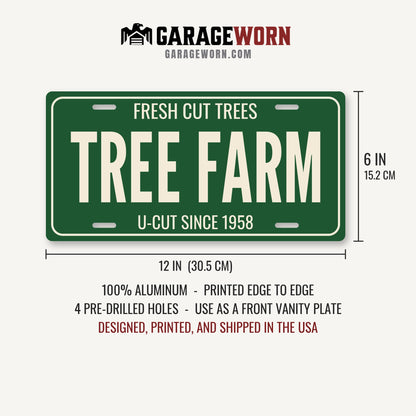 Fresh Cut Trees Tree Farm Christmas License Plate - 12 x 6 in aluminum license plate