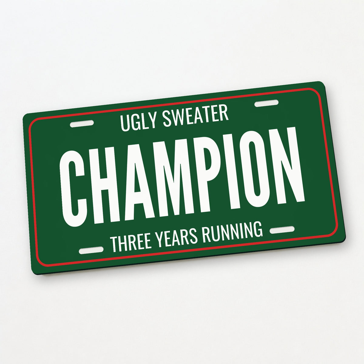Ugly Sweater Champion Christmas License Plate - 12 x 6 in aluminum license plate
