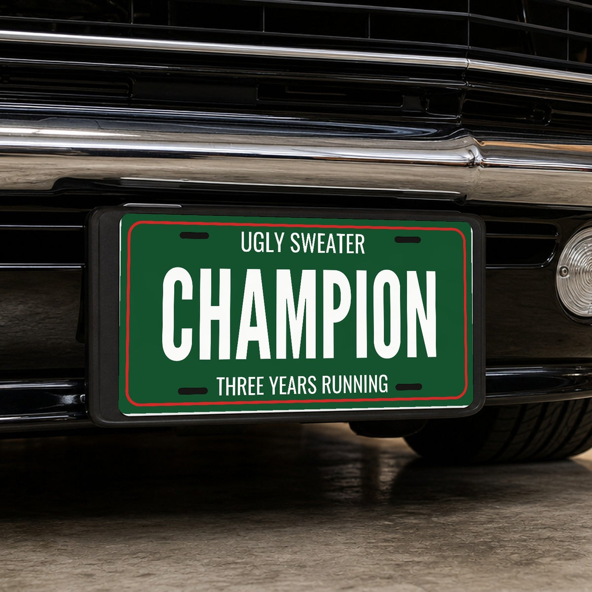 Ugly Sweater Champion Christmas License Plate - 12 x 6 in aluminum license plate