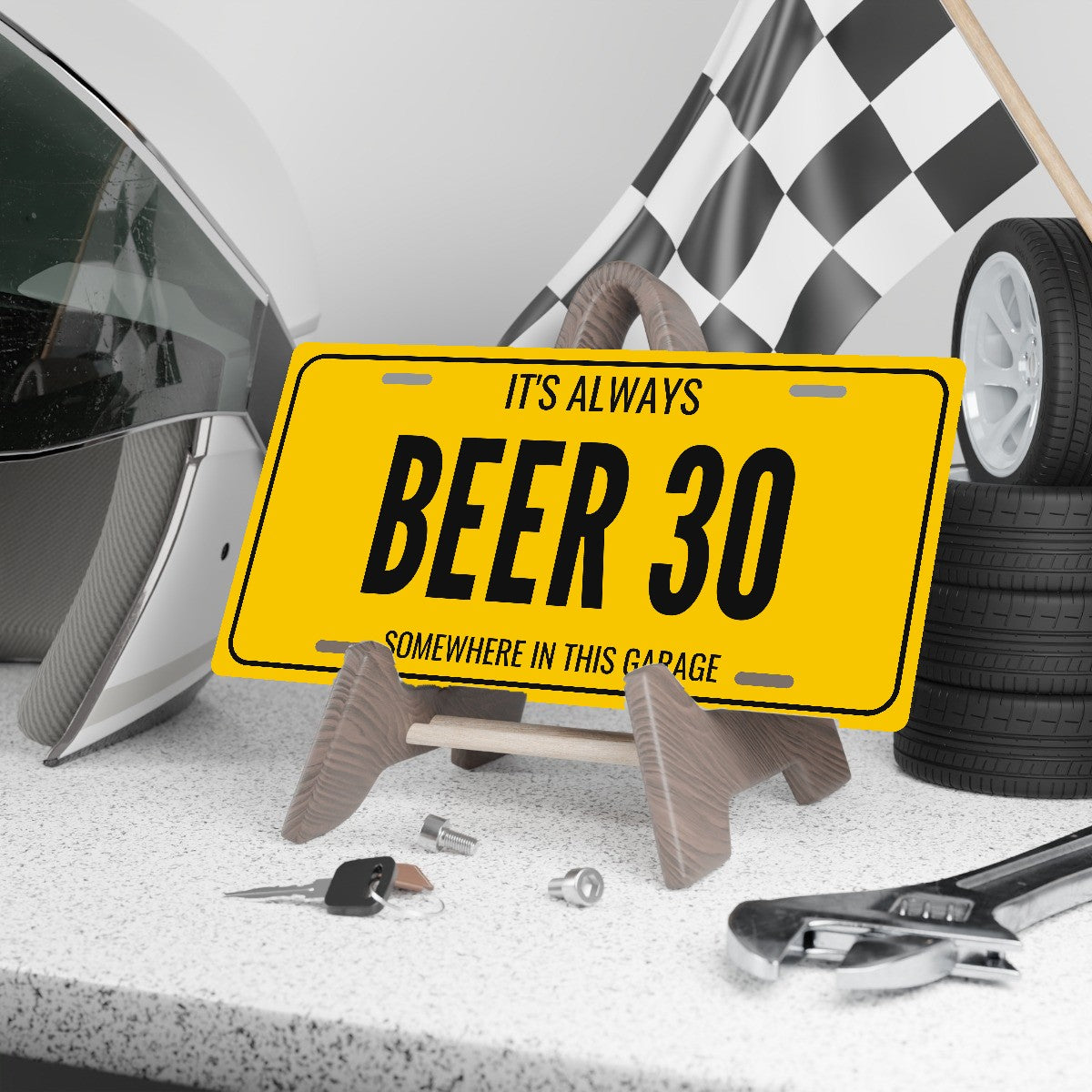 It's Always Beer 30 Man Cave License Plate Sign - 12 x 6 in aluminum license plate