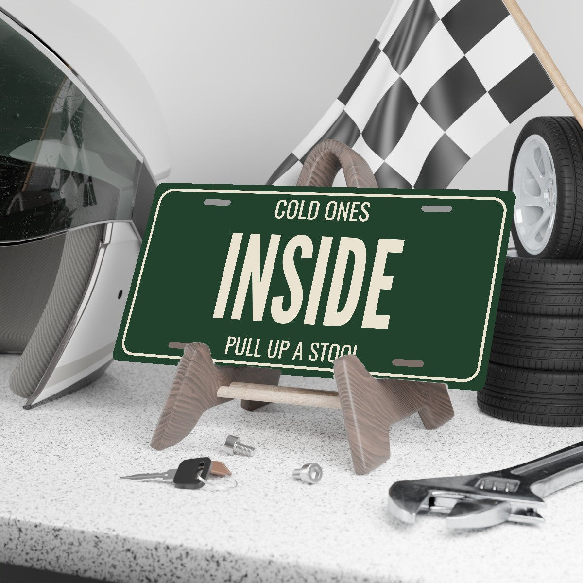 Cold Ones Inside Man Cave License Plate Sign - 12 x 6 in aluminum license plate