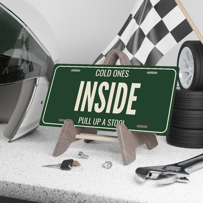 Cold Ones Inside Man Cave License Plate Sign - 12 x 6 in aluminum license plate