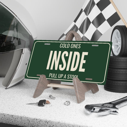 Cold Ones Inside Man Cave License Plate Sign - 12 x 6 in aluminum license plate