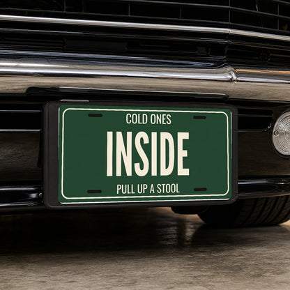 Cold Ones Inside Man Cave License Plate Sign - 12 x 6 in aluminum license plate