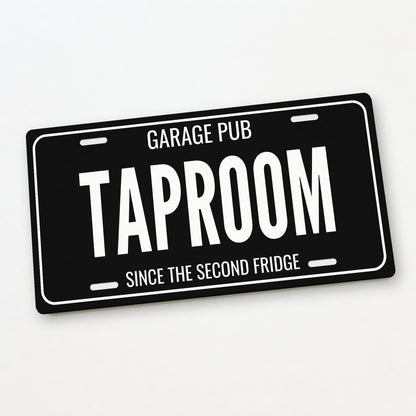 Garage Pub Taproom Man Cave License Plate Sign - 12 x 6 in aluminum license plate