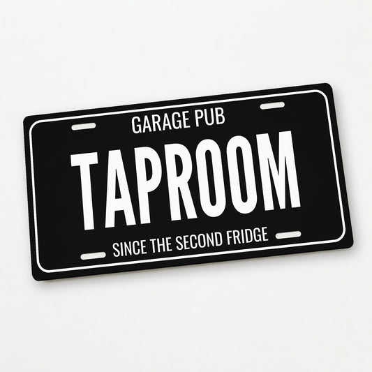 Garage Pub Taproom Man Cave License Plate Sign - 12 x 6 in aluminum license plate