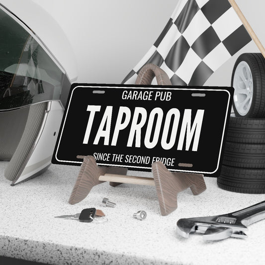 Garage Pub Taproom Man Cave License Plate Sign - 12 x 6 in aluminum license plate