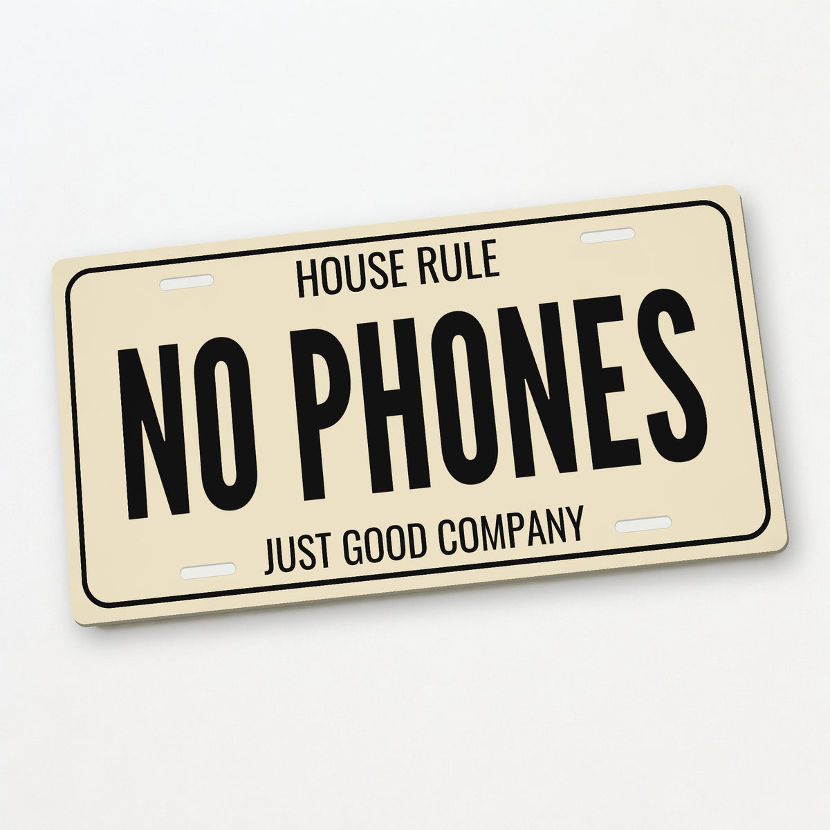 House Rule No Phones Man Cave License Plate Sign - 12 x 6 in aluminum license plate