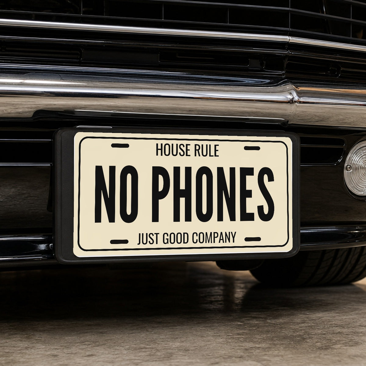 House Rule No Phones Man Cave License Plate Sign - 12 x 6 in aluminum license plate