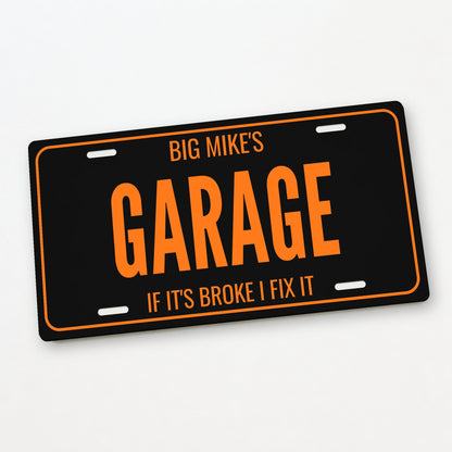 Big Mike's Garage Personalized License Plate - 12 x 6 in aluminum license plate