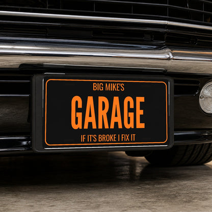 Big Mike's Garage Personalized License Plate - 12 x 6 in aluminum license plate