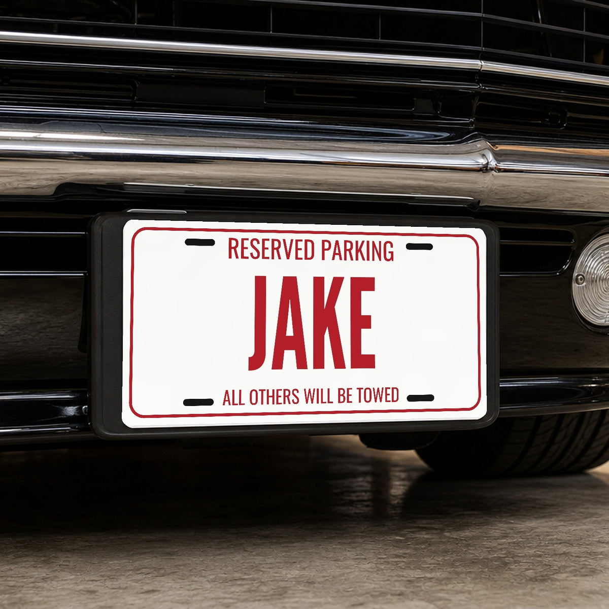 Reserved Parking Jake Personalized License Plate - 12 x 6 in aluminum license plate