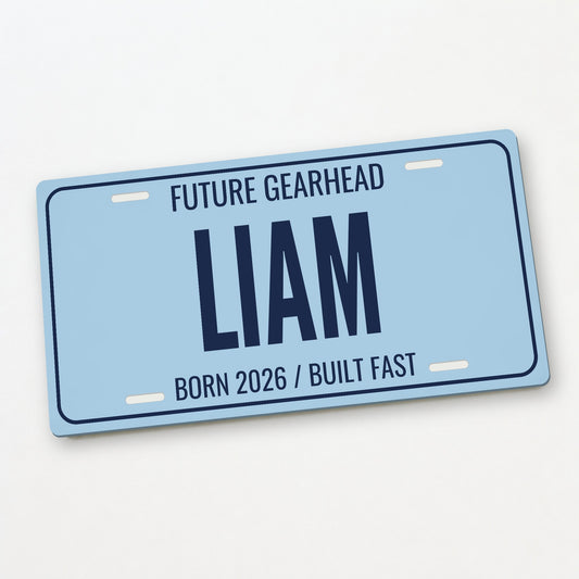 Future Gearhead Liam Personalized License Plate - 12 x 6 in aluminum license plate