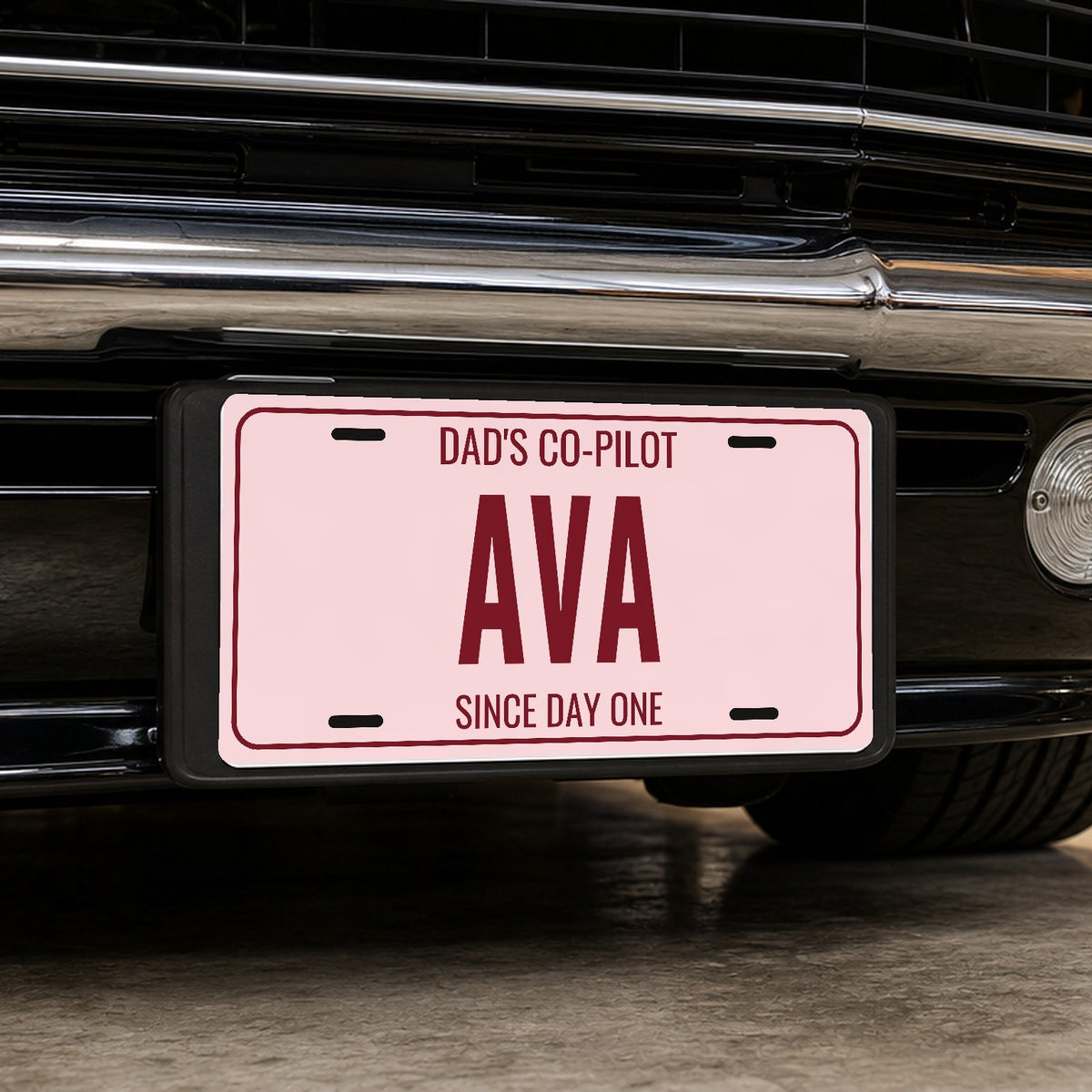 Dad's Co-Pilot Ava Personalized License Plate - 12 x 6 in aluminum license plate