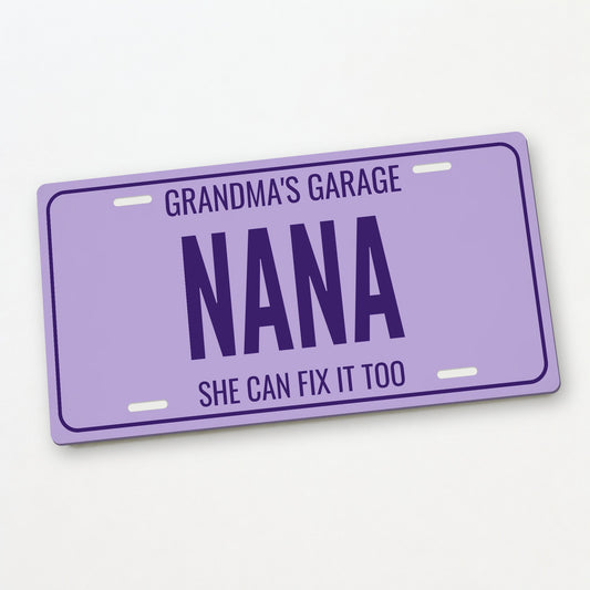 Grandma's Garage Nana Personalized License Plate - 12 x 6 in aluminum license plate