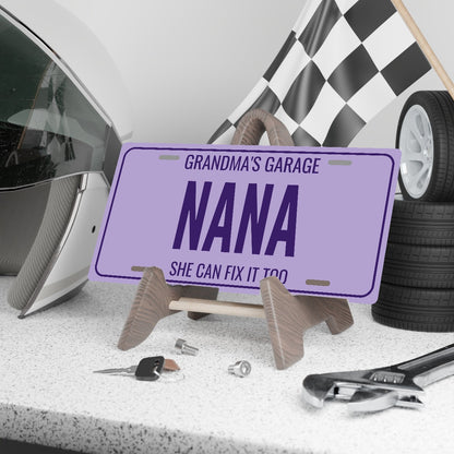 Grandma's Garage Nana Personalized License Plate - 12 x 6 in aluminum license plate