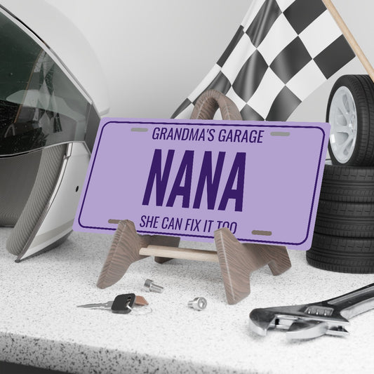 Grandma's Garage Nana Personalized License Plate - 12 x 6 in aluminum license plate