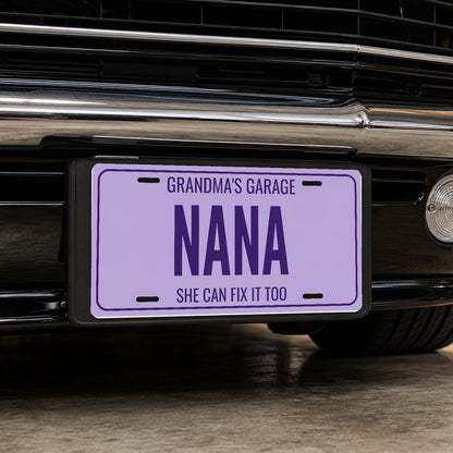 Grandma's Garage Nana Personalized License Plate - 12 x 6 in aluminum license plate