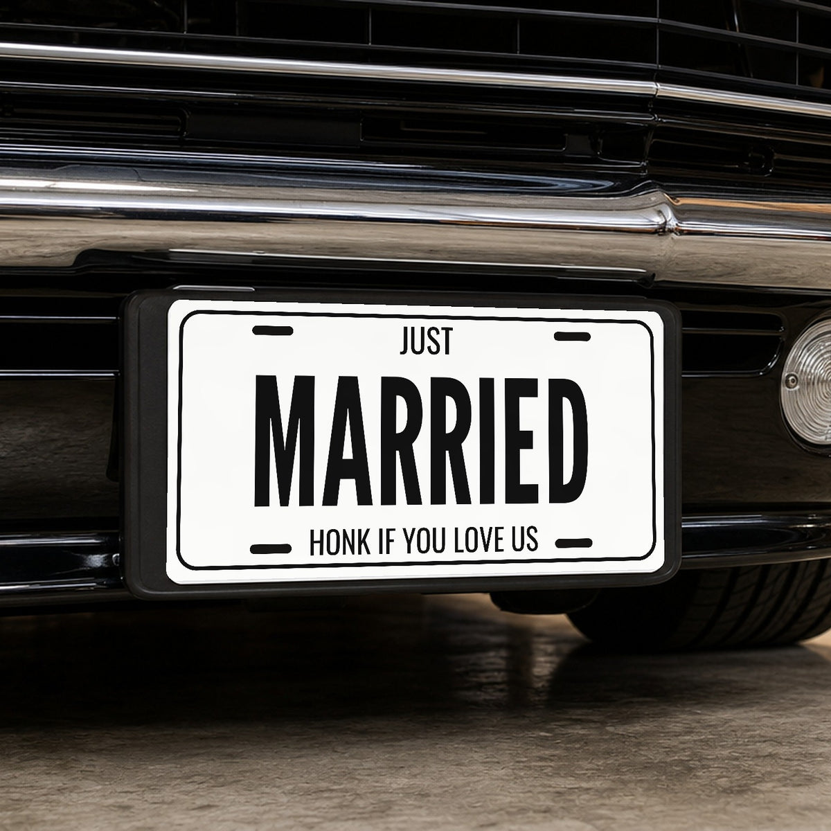 Just Married Wedding License Plate - 12 x 6 in aluminum license plate
