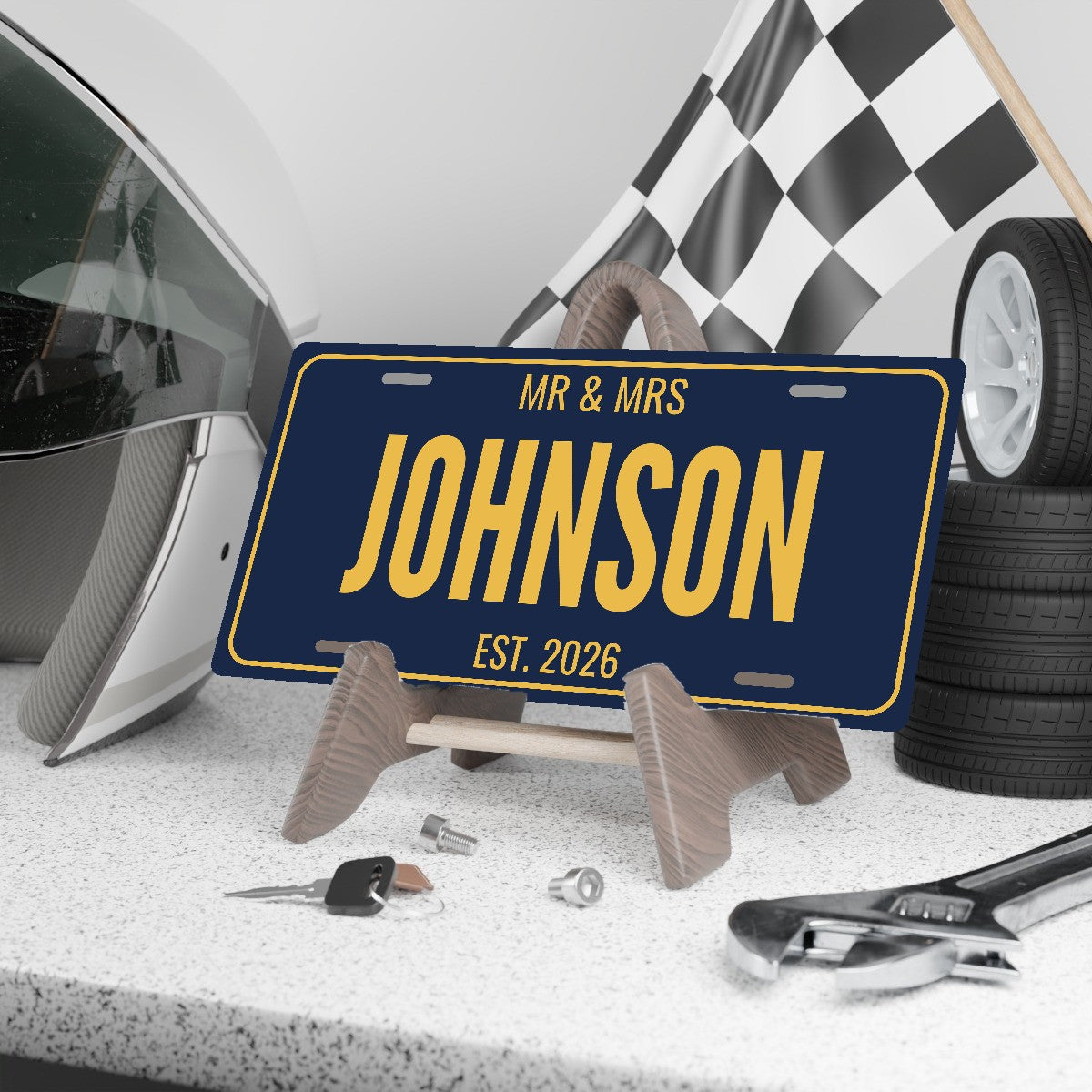 Mr & Mrs Johnson Anniversary License Plate - 12 x 6 in aluminum license plate