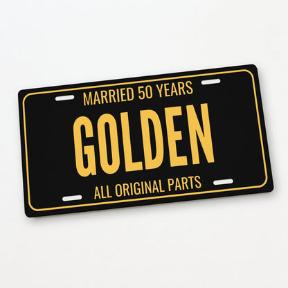 Married 50 Years Golden Anniversary License Plate - 12 x 6 in aluminum license plate