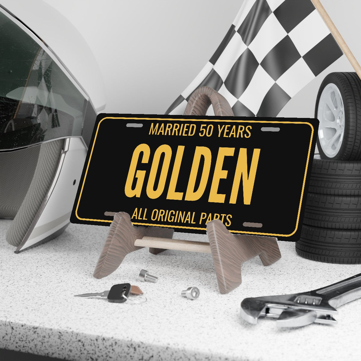 Married 50 Years Golden Anniversary License Plate - 12 x 6 in aluminum license plate