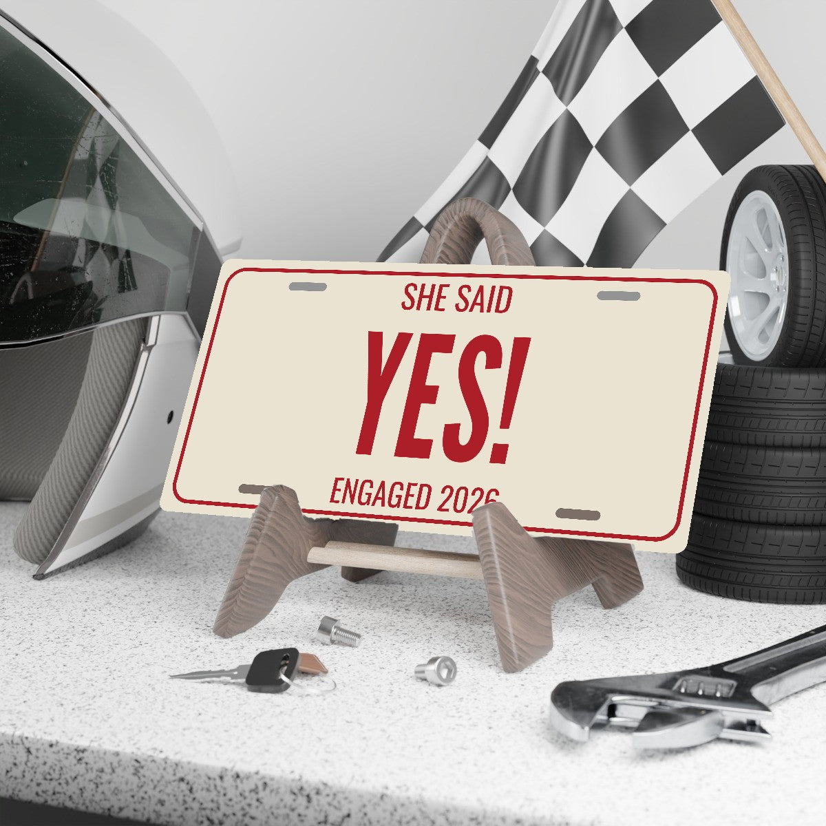 She Said Yes! Engagement License Plate - 12 x 6 in aluminum license plate