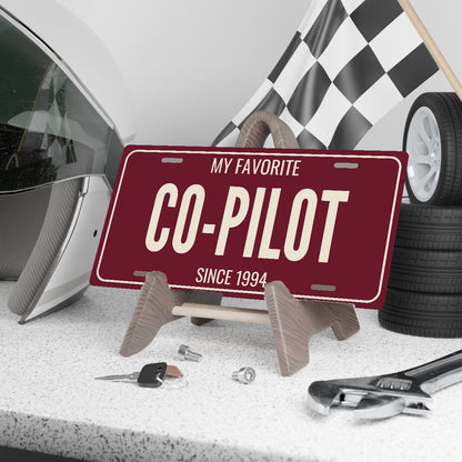 My Favorite Co-Pilot Anniversary License Plate - 12 x 6 in aluminum license plate