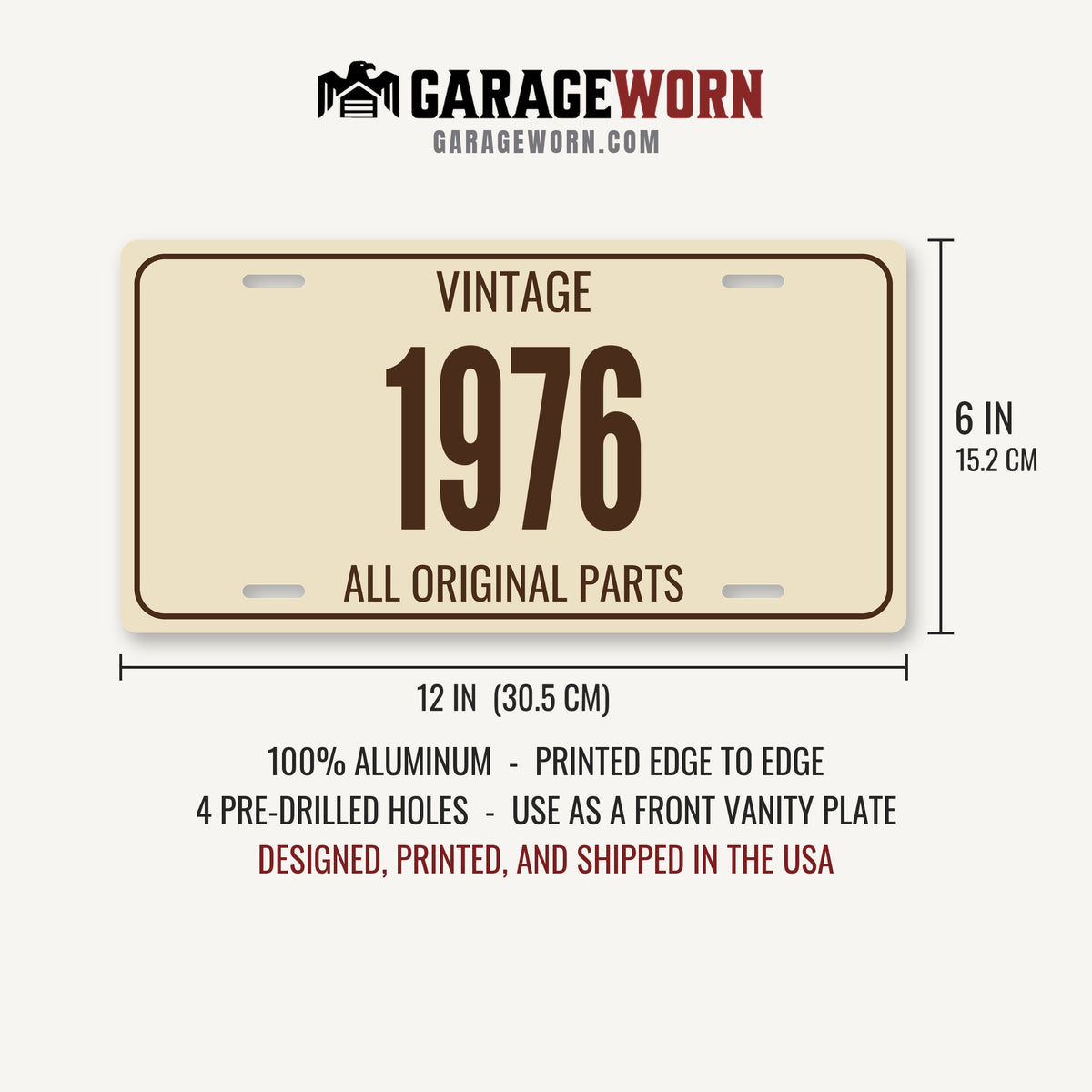 Vintage 1976 Birthday License Plate - 12 x 6 in aluminum license plate